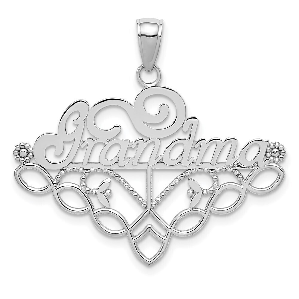 Million Charms 14k White Gold GRANDMA Birthstone Charm Holder Pendant
